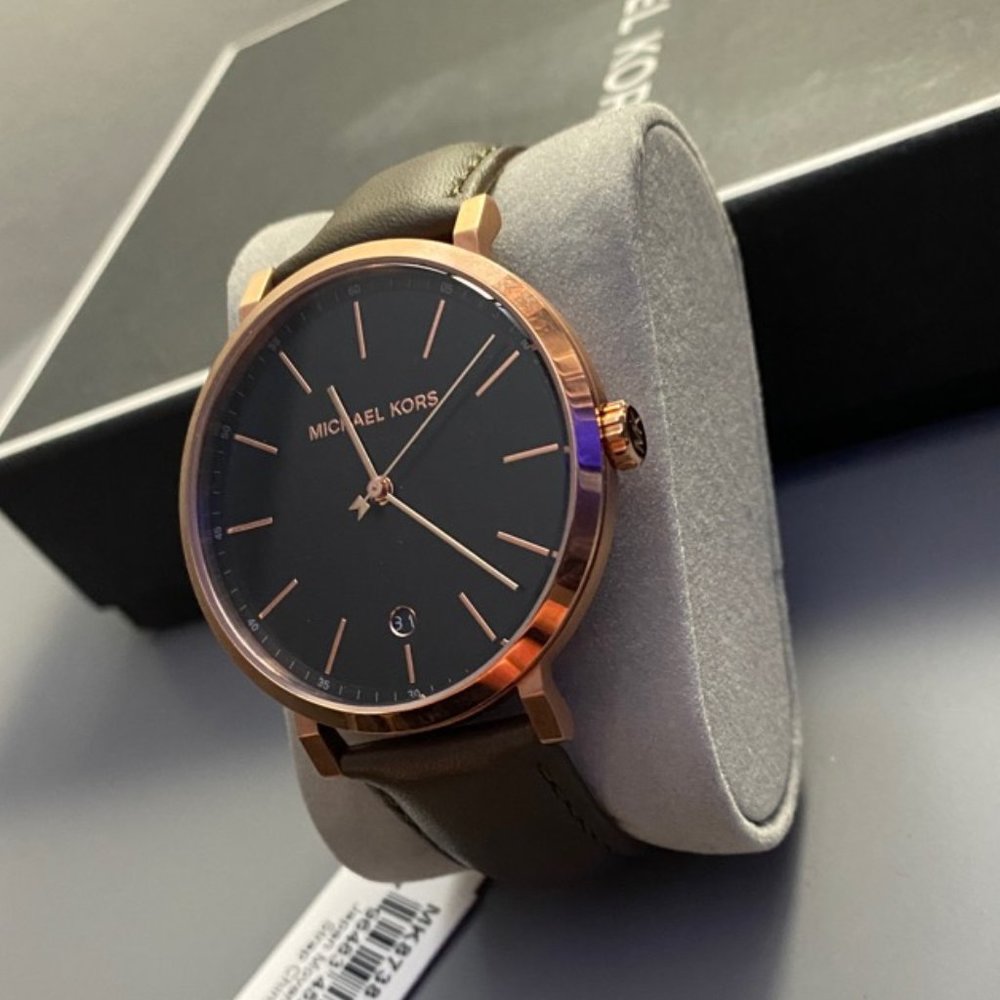 Michael Kors Mens Oversized Watch - Olive/RoseGold